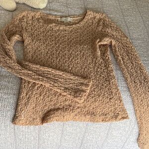 LOFT Pebbled Tan Crewneck Sweater